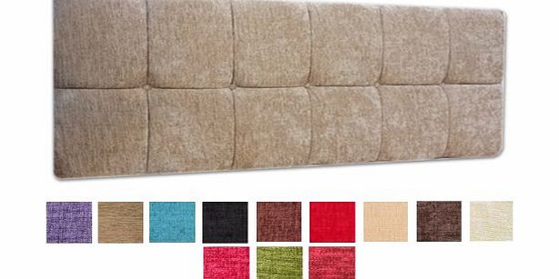 NICE HEADBOARDS STERLING 4FT6 DOUBLE SIZE CHENILLE FABRIC HEADBOARD WITH MATCHING BUTTONS - CHOICE OF 13 COLOURS (MINK)
