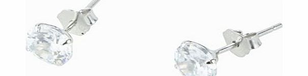 niceEshop (TM) 1 Pair Sterling Silver 6MM Round Cubic Zirconia Anti allergic Crystal Stud Earrings-White