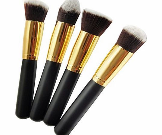 niceEshop (TM) 4 Pieces Pro Foundation Makeup Tools Cosmetic Brush Blending Face Eye Brush Kit Sets,Gold