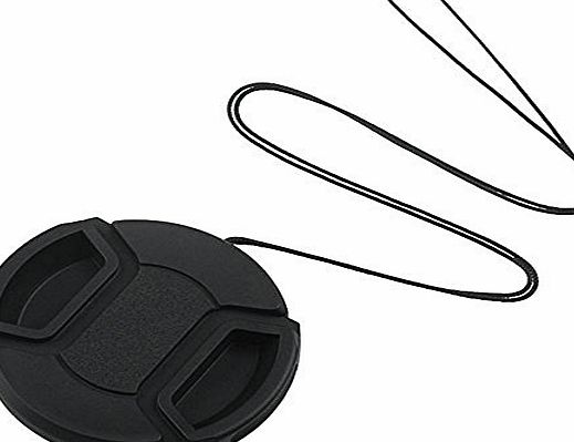 niceEshop (TM) 52mm Center Pinch Lens Cover With Cable for Canon SLR Cameras