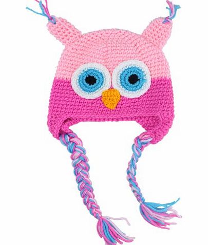 niceEshop (TM) Cute Handmade Toddler Baby Boys Girls Owls Crochet Knit Woolly Cap Earflap Hat-Pinkamp;Roseo