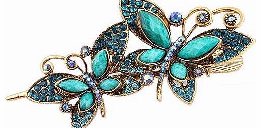 niceEshop (TM) Lovely Crystal Butterfly Bowknot Hair Stick Beauty Tools,Blue