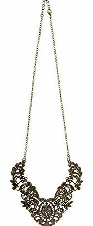 niceEshop (TM) Luxurious Heavy Metal Filigree Choker Bib Necklace,Brown