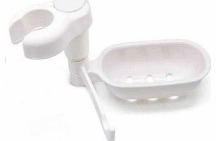 (TM) New Multi-functional 2 In 1 Bath Shower Head Holder And Soap Dish Plastic Bathroom Rack-White