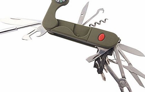 niceEshop (TM) Outdoor Camping Multi-Function Pocket Knife Tool Kit, Army Green and Silver