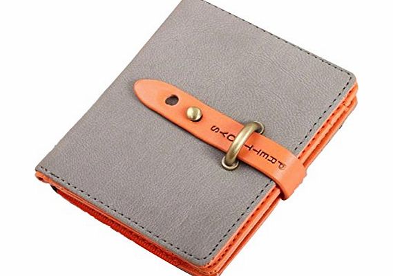 niceeshop(TM) Girls Women Fashion Vintage PU Leather Short Wallet ID Credit Card Bag,Grey and Orange