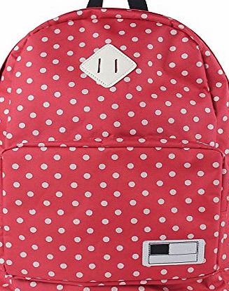 niceeshop(TM) Lightweight Casual Polk Dots Daypack Backpack Canvas Bookbag School Bags for Women, Red