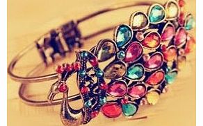 niceEshop TM) Multi Vintage Colorful Crystal Peacock Bracelet Bangle