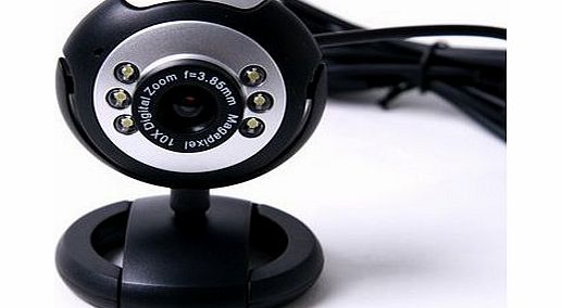 TM) USB 6 LED Night Vision PC Webcam / 12.0MP Network Camera with Microphone For MSN/ICQ/AIM/Skype/Net Meeting -Black
