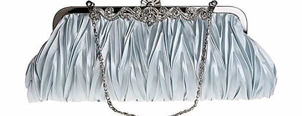 niceeshop(TM) Womens Vintage Satin Envelope Cocktail Evening Bag Party Handbag,Silver
