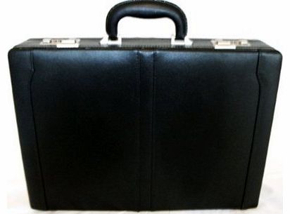 Real Leather Mens Executive Attache Case / Briefcase - Black - GH6922b
