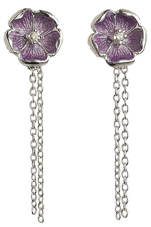 Barr Flower Drop Earrings- Purple