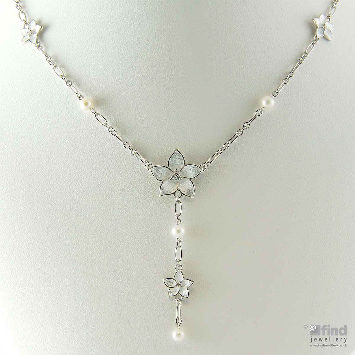 Nicole Barr Ladies Sterling Silver Pearl and Diamond