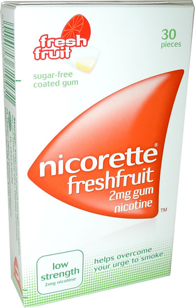Nicorette Fruit Gum 2mg (30 Pieces) Low Strength