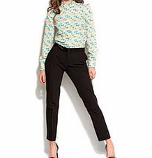 Black satin trimmed cigarette pants