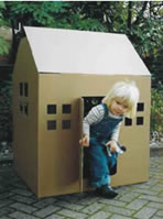 Nigel`s Eco Store Cardboard Play House - putting it up is child