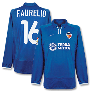 00-01 Valencia 3rd L/S Shirt + F. Aurelio No. 16 + LFP Patch - Players