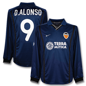 00-01 Valencia Away C/L L/S Shirt + D.Alonso