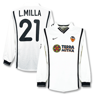 00-01 Valencia Home C/L L/S Shirt + Angloma No. 20 - Players