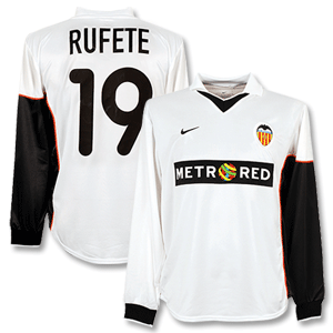 01-02 Valencia Home L/S Shirt + Rufete No. 19 - Players