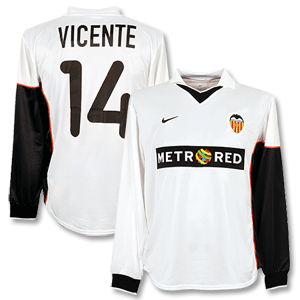 01-02 Valencia Home L/S Shirt + Vincente No. 14 - Players