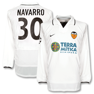 02-03 Valencia Home C/L L/S Players Shirt + Navarro No. 30