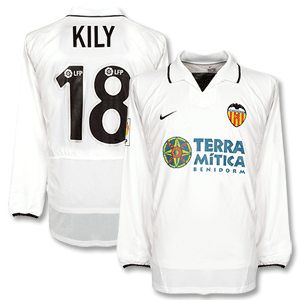 Nike 02-03 Valencia Home L/S Shirt - Players - Cool Motion   Kily No. 18   LFP Patch