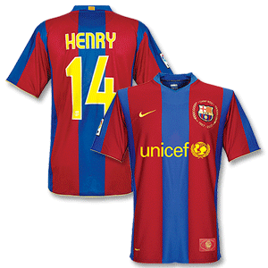 Nike 07-08 Barcelona Nou Camp 50 Home shirt   Henry No. 14