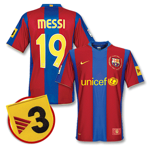 07-08 Barcelona Nou Camp 50 Home shirt   Messi No.19