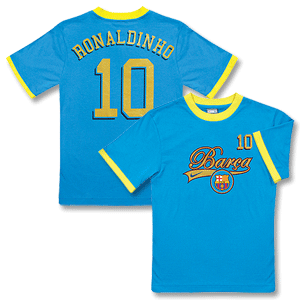 07-08 Barcelona Ronaldinho No. 10 T-Shirt Boys - Sky