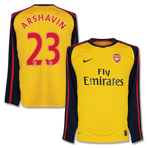 08-09 Arsenal Away L/S Shirt + Arshavin 23
