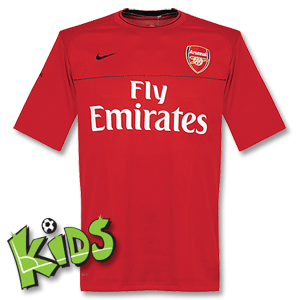 08-09 Arsenal S/S Training Top - Boys -red/white