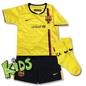 Nike 08-09 Barcelona Away Infants Kit - Yellow/Navy