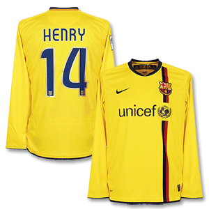 08-09 Barcelona Away L/S Shirt   Henry No.14
