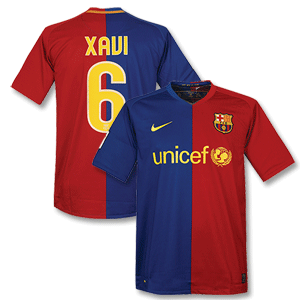 08-09 Barcelona Home Shirt   Xavi No.6