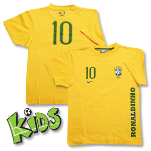 Nike 08-09 Brasil Ronaldinho No.10 T-shirt Boys - gold