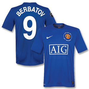 08-09 Man Utd 3rd Shirt   Berbatov 9 (C/L Style)   C/L Winners Patches