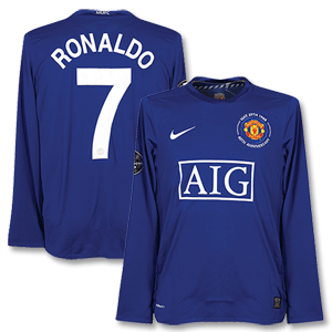 08-09 Man Utd L/S 3rd Shirt   Ronaldo 7 (C/L Style)   C/L Winners Patches
