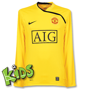 08-09 Man Utd L/S GK Shirt - - Boys - Yellow/Black