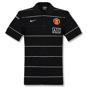 08-09 Man Utd Travel Polo Shirt - Black/White