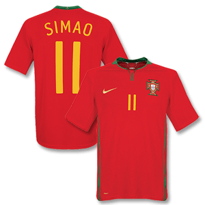 08-09 Portugal Home Shirt + Simao No.11