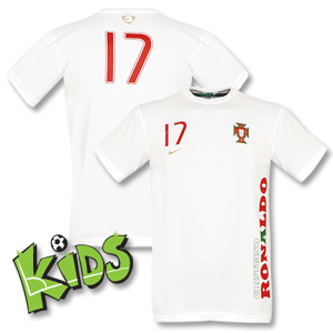 Nike 08-09 Portugal Ronaldo No.17 T-Shirt Boys - white