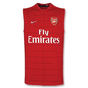 09-10 Arsenal Sleeveless Training Top - Red/Silver