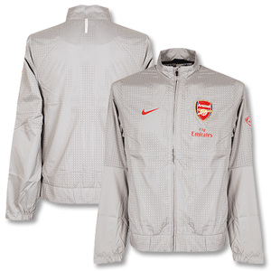 09-10 Arsenal Woven Warm Up Jacket - Silver/Red