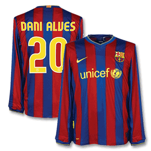 Nike 09-10 Barcelona Home L/S Shirt   Dani Alves 20