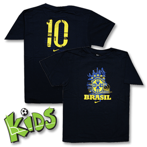 10-11 Brazil No.10 Hero T-Shirt - Navy - Boys
