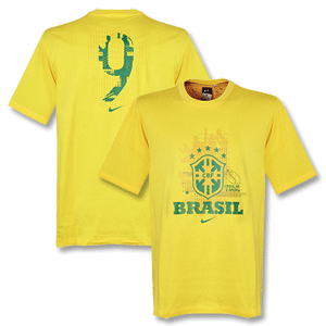 Nike 10-11 Brazil No.9 Hero T-Shirt - Yellow