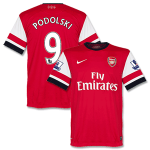 12-13 Arsenal Home Shirt + Podolski 9 + P/L