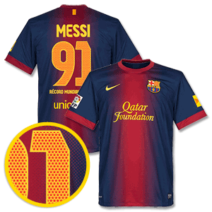 12-13 Barcelona Home Shirt 91 Record Mundial De