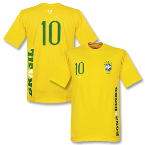 Nike 2008 Brasil Ronaldinho 10 Tee - Yellow (South American Import)